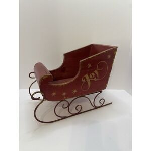 Vintage Wooden and Metal Tabletop Sleigh Christmas Holiday Sled Decor 11x10
